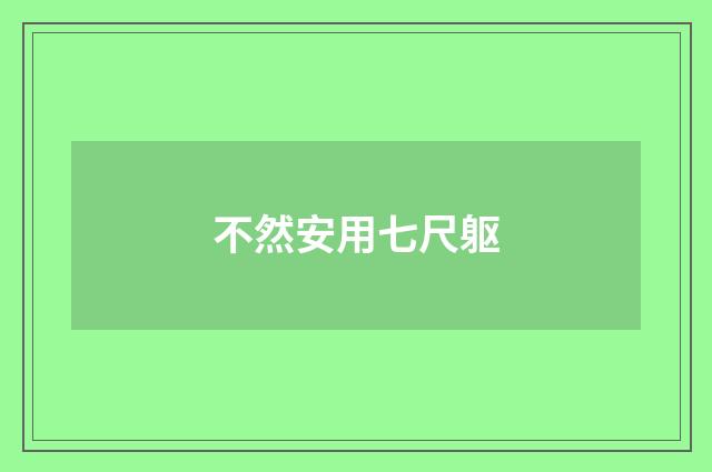 不然安用七尺躯