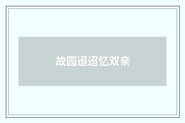 故园迢迢忆双亲