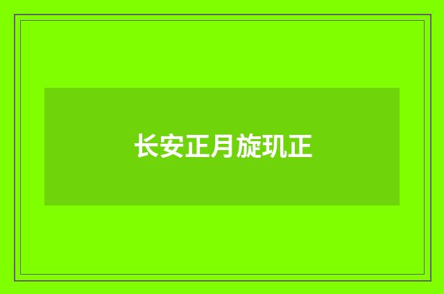长安正月旋玑正