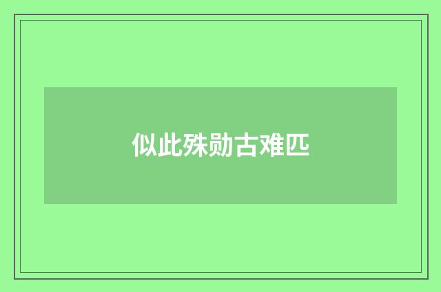 似此殊勋古难匹