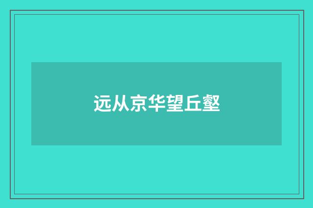 远从京华望丘壑