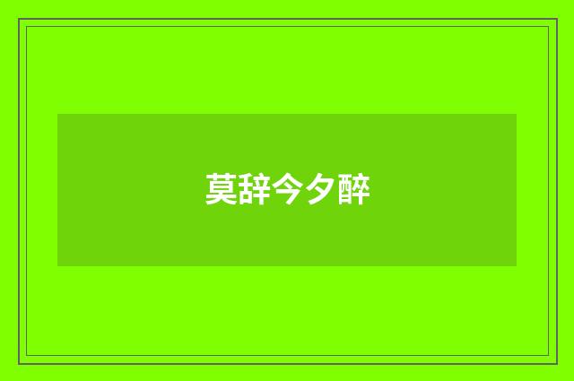 莫辞今夕醉