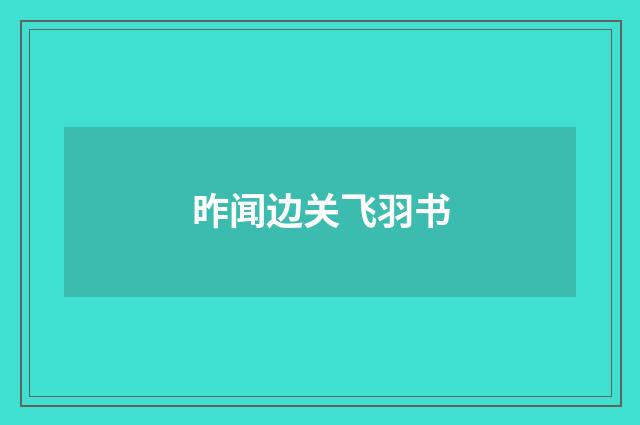 昨闻边关飞羽书