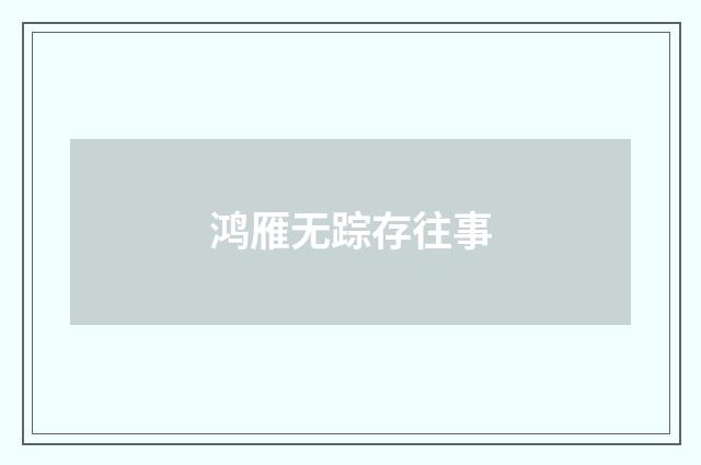 鸿雁无踪存往事