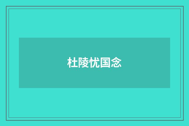 杜陵忧国念