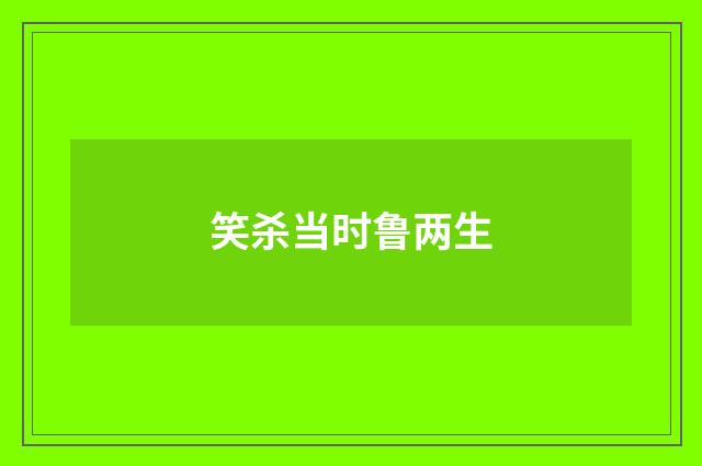 笑杀当时鲁两生