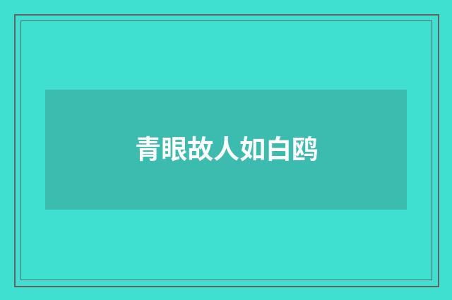 青眼故人如白鸥