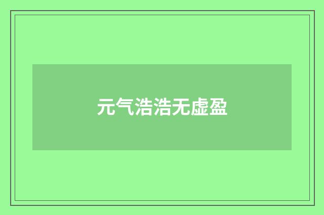 元气浩浩无虚盈