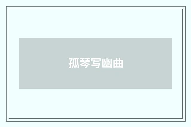 孤琴写幽曲