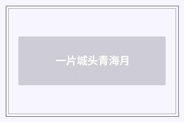 一片城头青海月