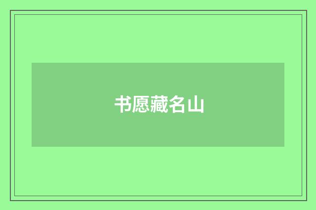 书愿藏名山