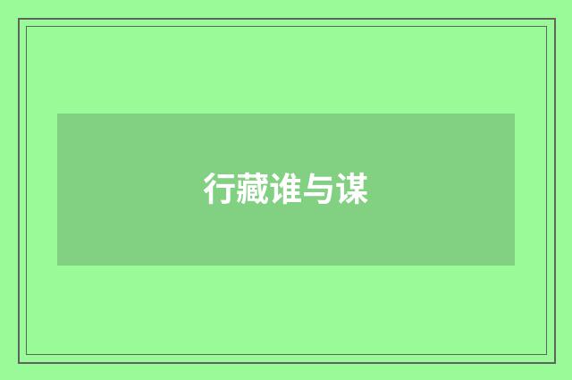 行藏谁与谋