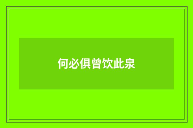 何必俱曾饮此泉