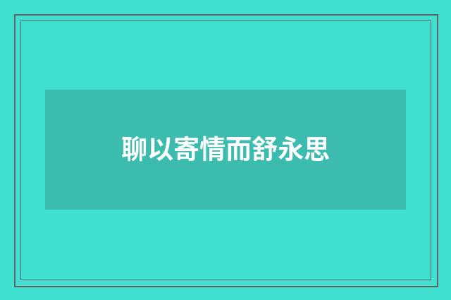 聊以寄情而舒永思
