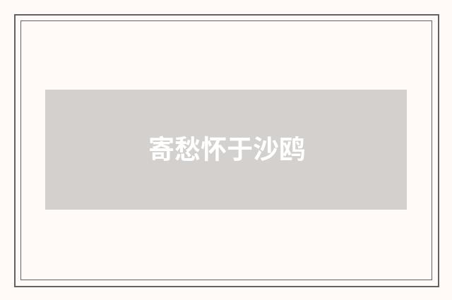 寄愁怀于沙鸥