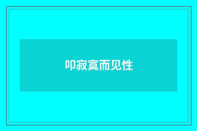 叩寂寞而见性