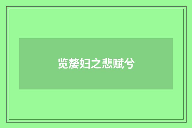 览嫠妇之悲赋兮