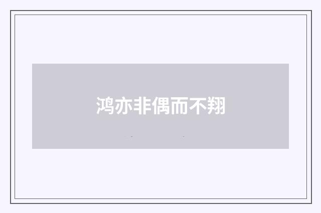 鸿亦非偶而不翔