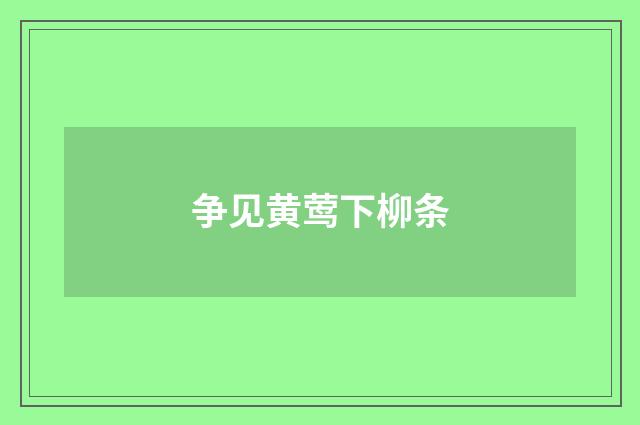 争见黄莺下柳条