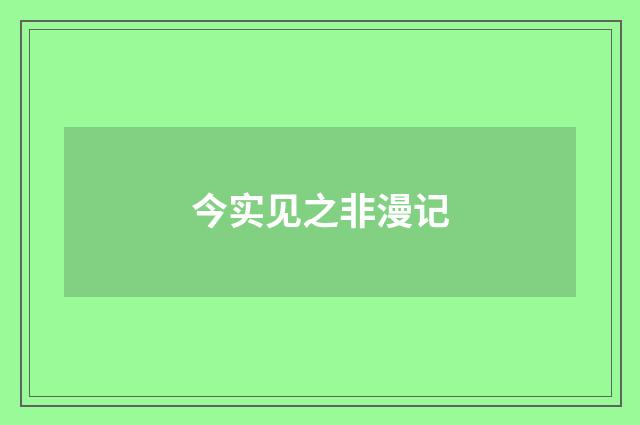今实见之非漫记