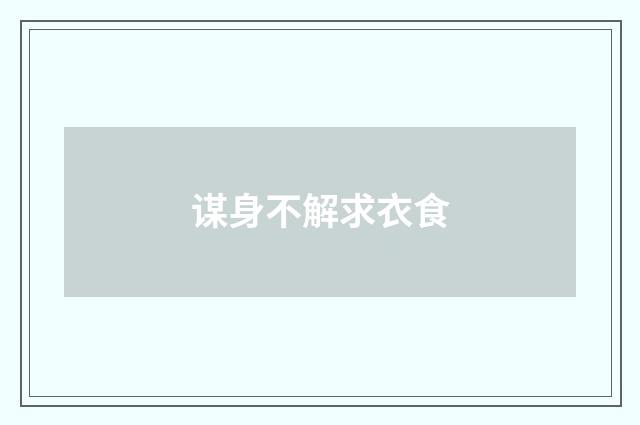 谋身不解求衣食