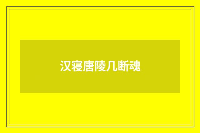 汉寝唐陵几断魂