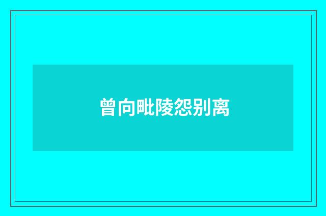 曾向毗陵怨别离