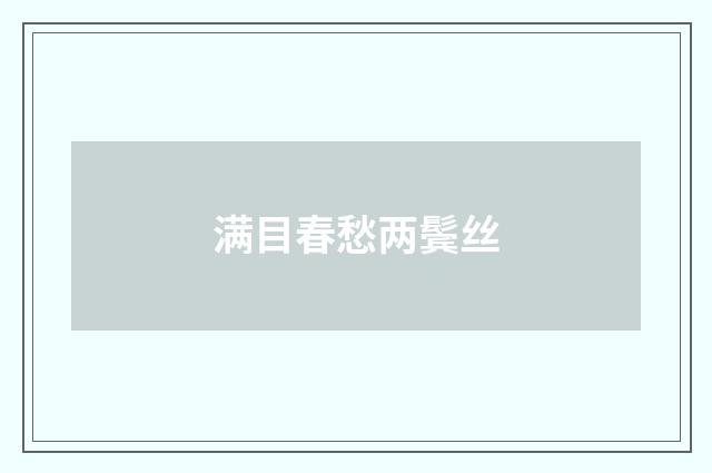 满目春愁两鬓丝