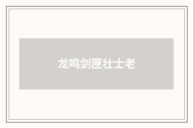 龙鸣剑匣壮士老