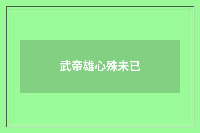 武帝雄心殊未已