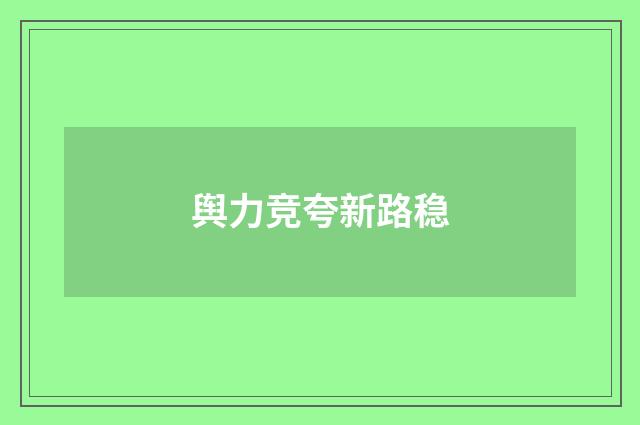 舆力竞夸新路稳