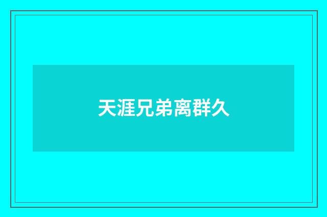 天涯兄弟离群久