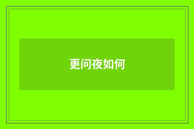 更问夜如何