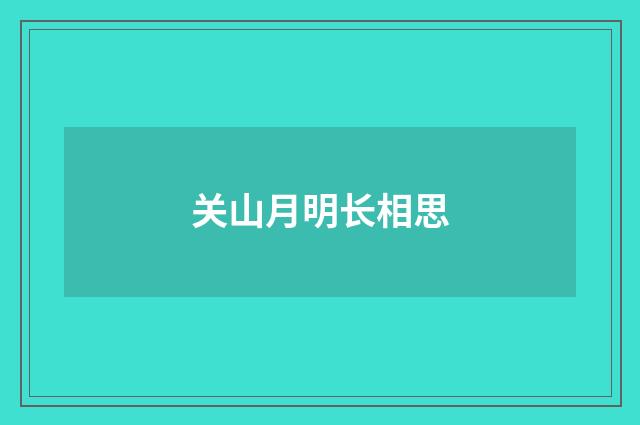 关山月明长相思