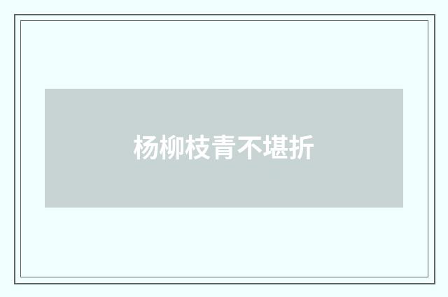 杨柳枝青不堪折