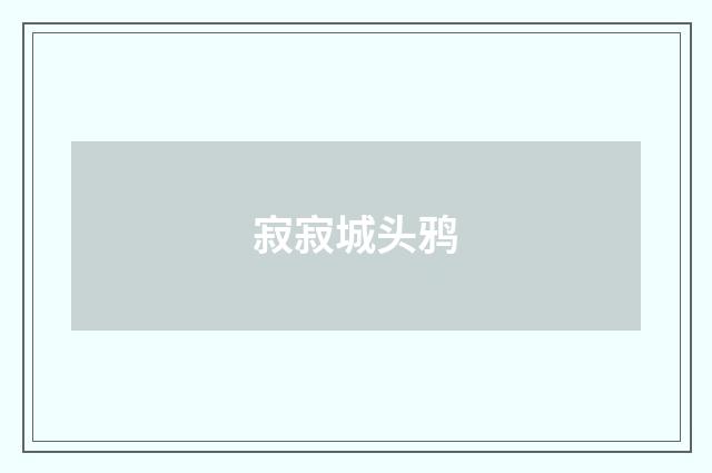 寂寂城头鸦