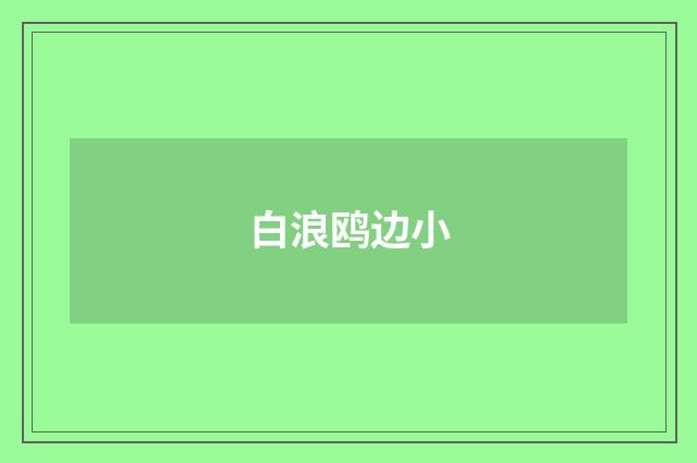 白浪鸥边小