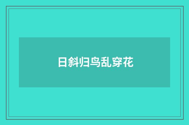 日斜归鸟乱穿花