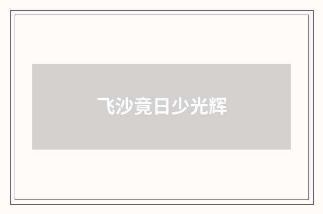 飞沙竟日少光辉
