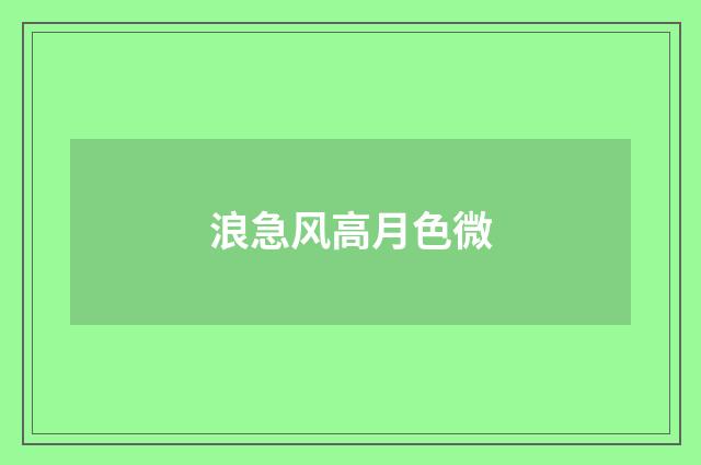 浪急风高月色微