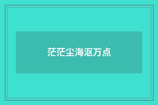 茫茫尘海沤万点