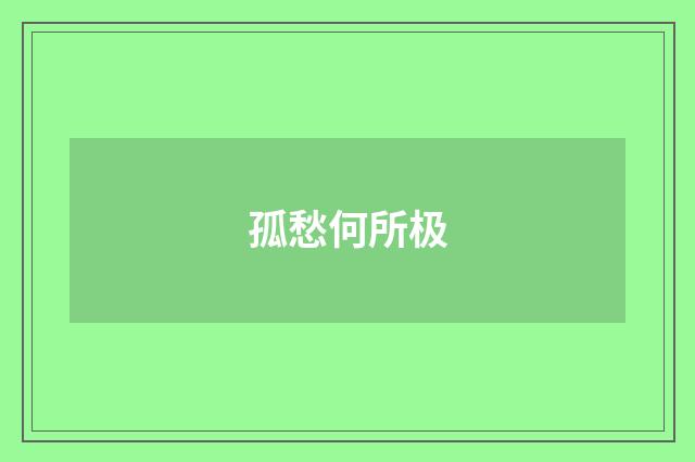 孤愁何所极