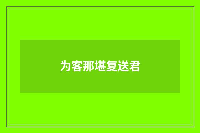 为客那堪复送君
