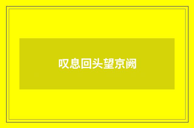 叹息回头望京阙
