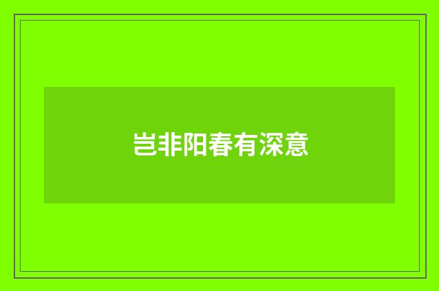 岂非阳春有深意