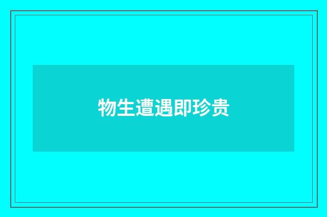 物生遭遇即珍贵