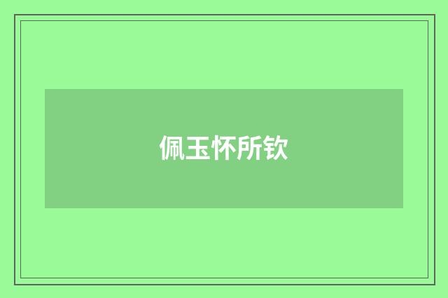 佩玉怀所钦