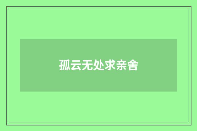 孤云无处求亲舍