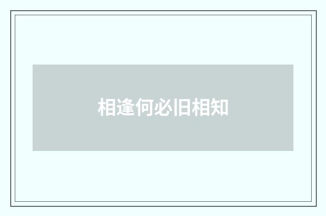 相逢何必旧相知