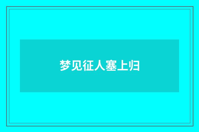 梦见征人塞上归